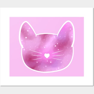 Kitty Pink Galaxy Posters and Art